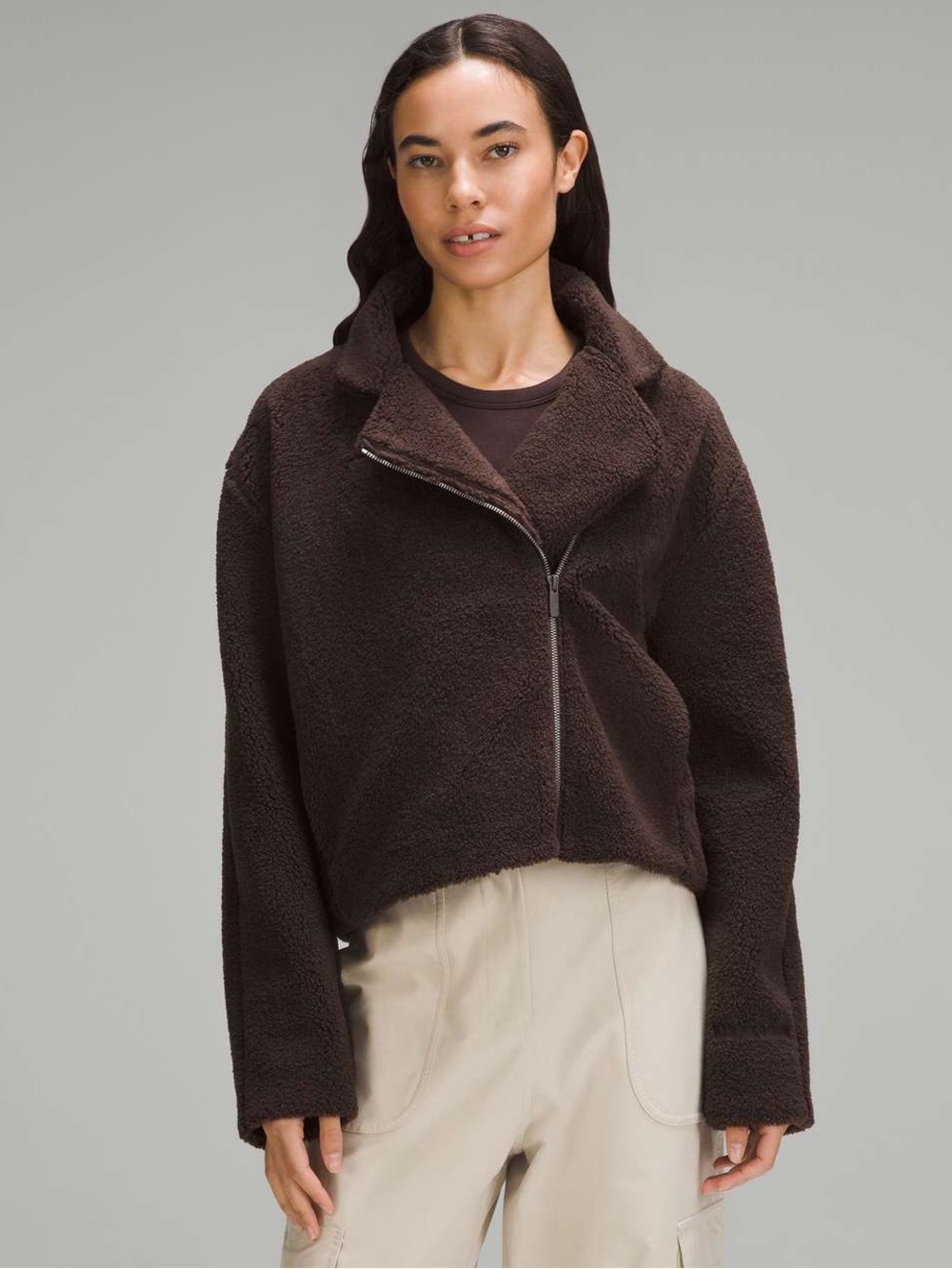Lululemon Textured Fleece Collared Jacket Espresso Size 12